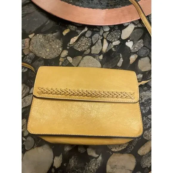 SIMPLY NOELLE Women's Crossbody Shoulder Bag Clutch Small Faux Leather Yellow - Picture 5 of 6